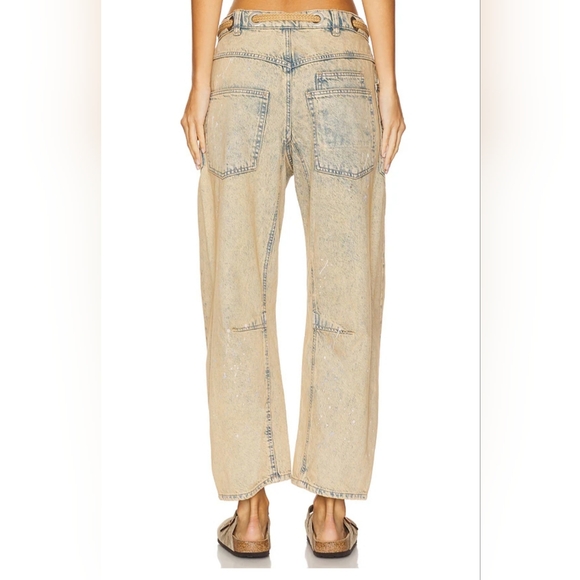 FREE PEOPLE MOXIE LOW SLUNG PULL ON BARREL JEANS COWBOY - Picture 3 of 10